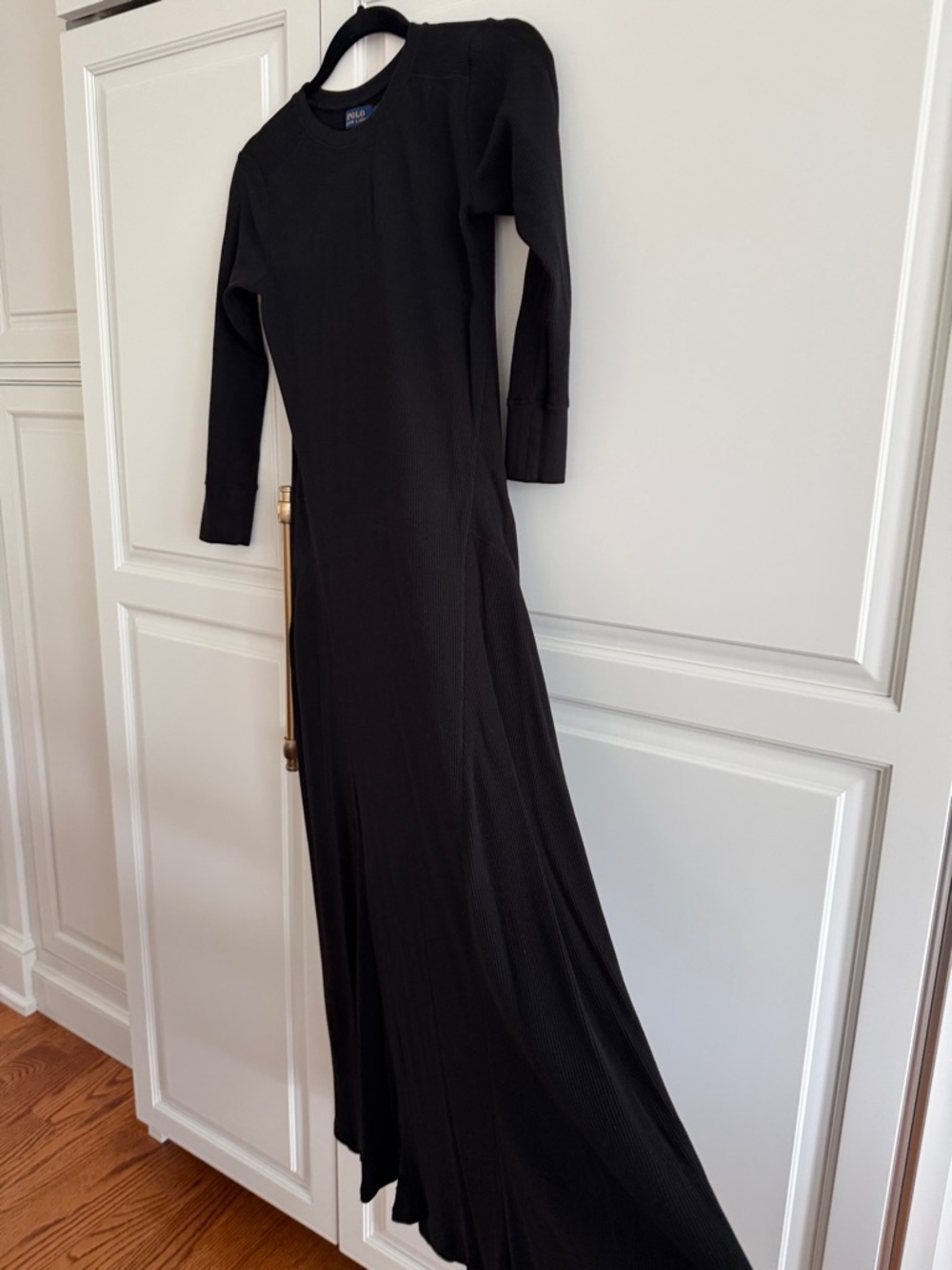 Polo by Ralph Lauren Black Ribbed 3/4 Long-Sleeve Maxi Dress.S (fits XS to me)